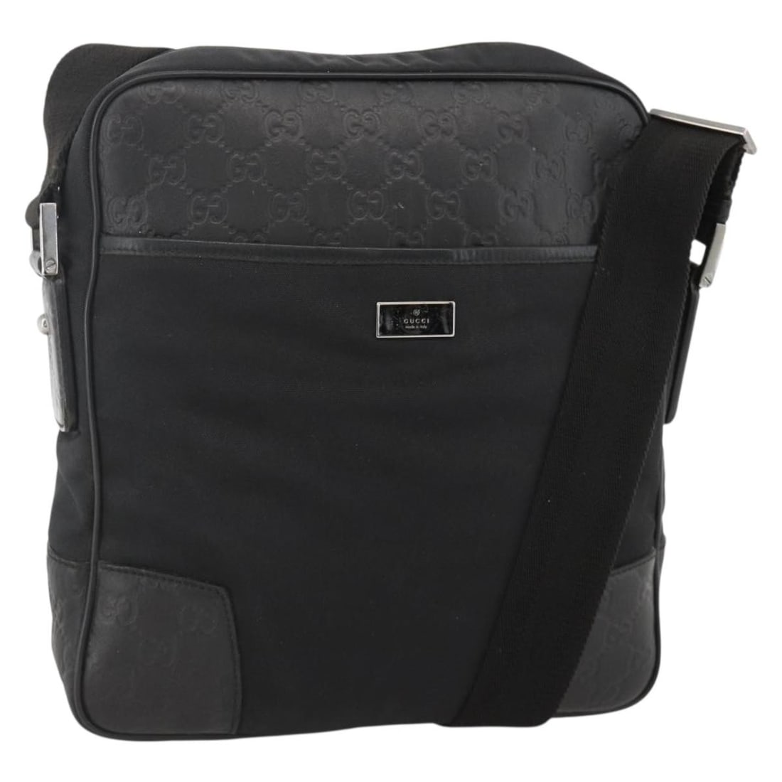 Gucci Guccissima Black GG Canvas and Leather Women's Shoulder Bag 162783: Gucci Guccissima Black GG Canvas and Leather Women's Shoulder Bag 162783 This is a GUCCI GG Canvas Guccissima shoulder bag featuring black leather and silver-tone accents. The bag is designed for wome