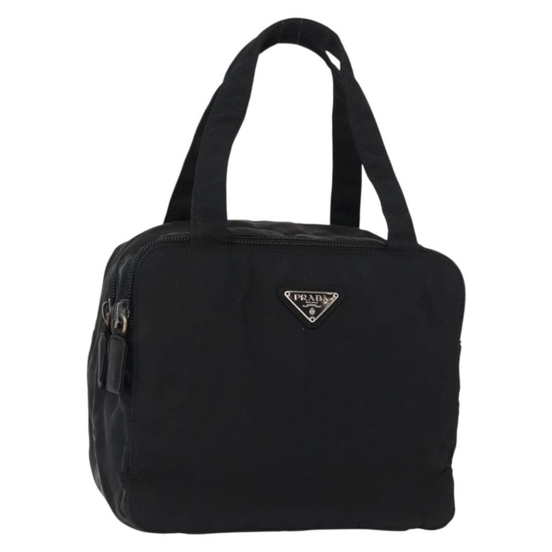 PRADA Black Silver Nylon Hand Bag Auth BA7771 Italy: PRADA Black Silver Nylon Hand Bag Auth BA7771 Italy Elevate your accessory collection with this authentic PRADA Hand Bag. Crafted in Italy, this stylish handbag features a durable nylon exterior in a 
