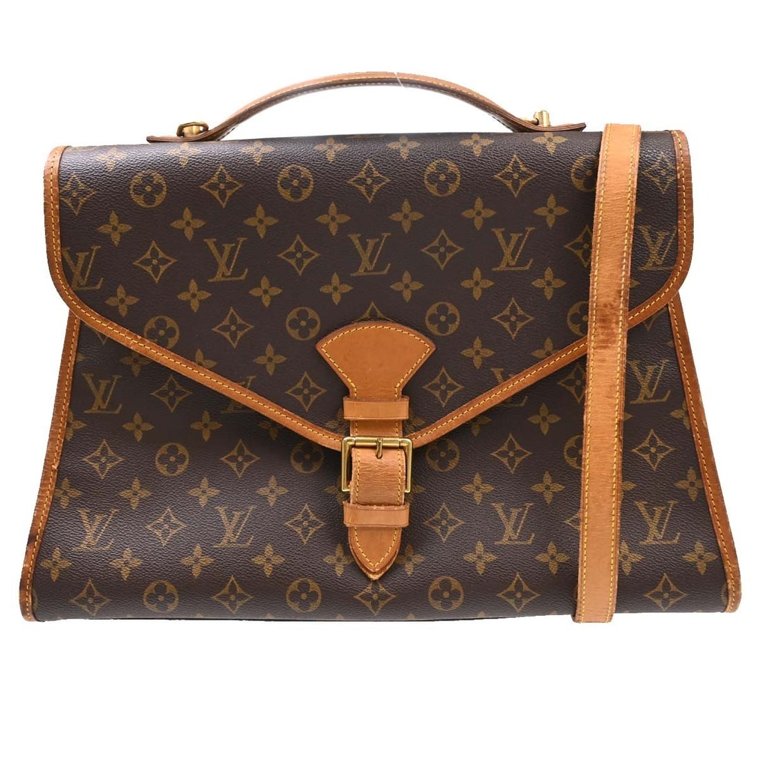 Louis Vuitton Beverly GM Monogram Canvas Business Handbag M51121: Louis Vuitton Beverly GM Monogram Canvas Business Handbag M51121 Vintage Louis Vuitton Beverly 41 business handbag in brown Monogram canvas with leather trim. This women's handbag features a zip closu
