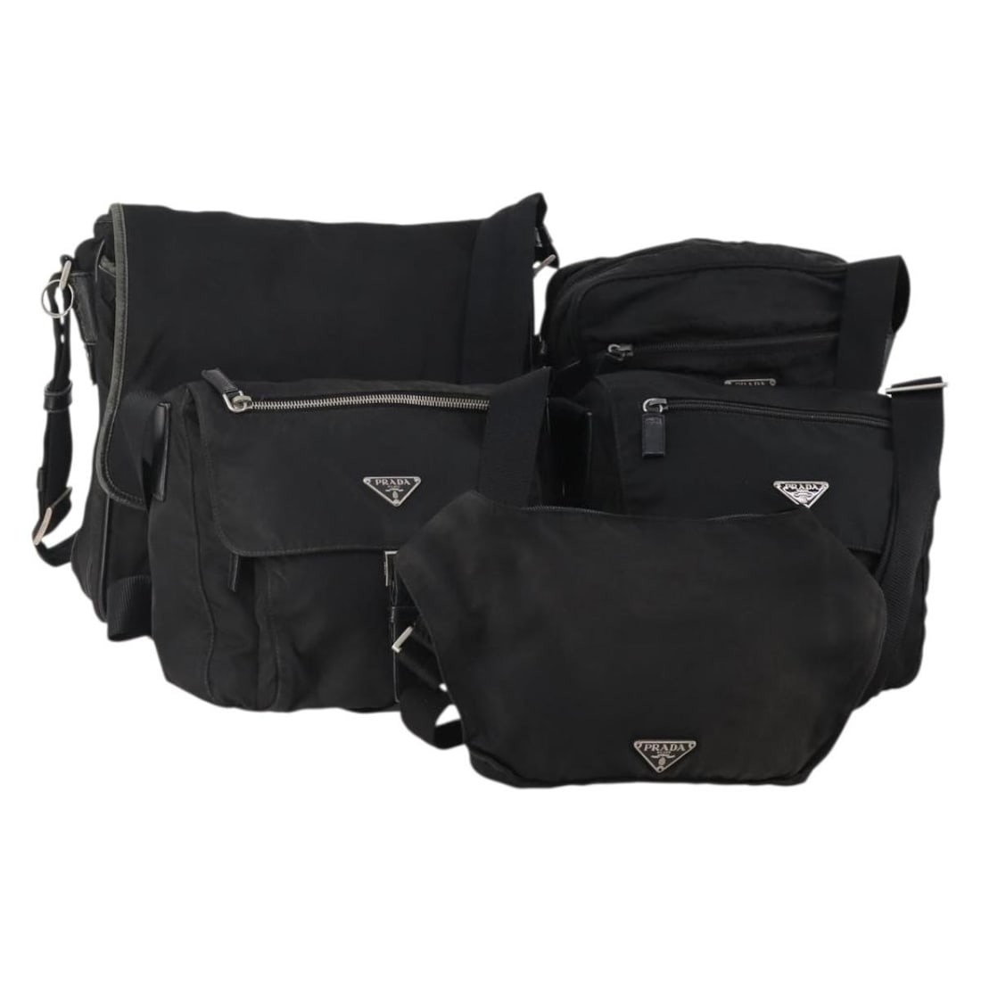 Set of 5 Prada black nylon shoulder bags made in Italy (1 of 18)