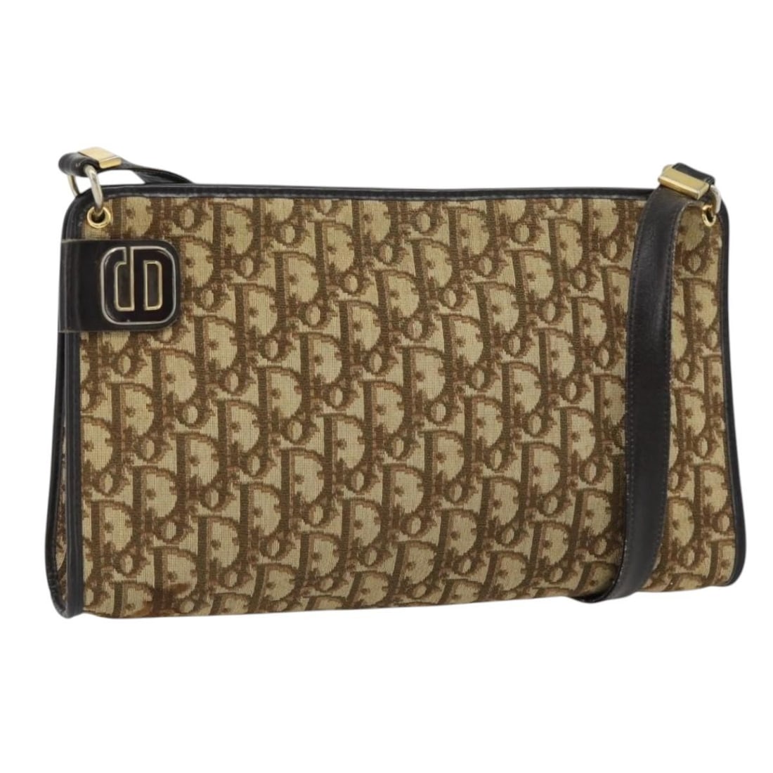 Christian Dior Beige Gold Trotter Canvas Shoulder Bag France: Christian Dior Beige Gold Trotter Canvas Shoulder Bag France Christian Dior shoulder bag in beige and gold Trotter canvas, made in France. This women's bag is offered with the item only; the original 