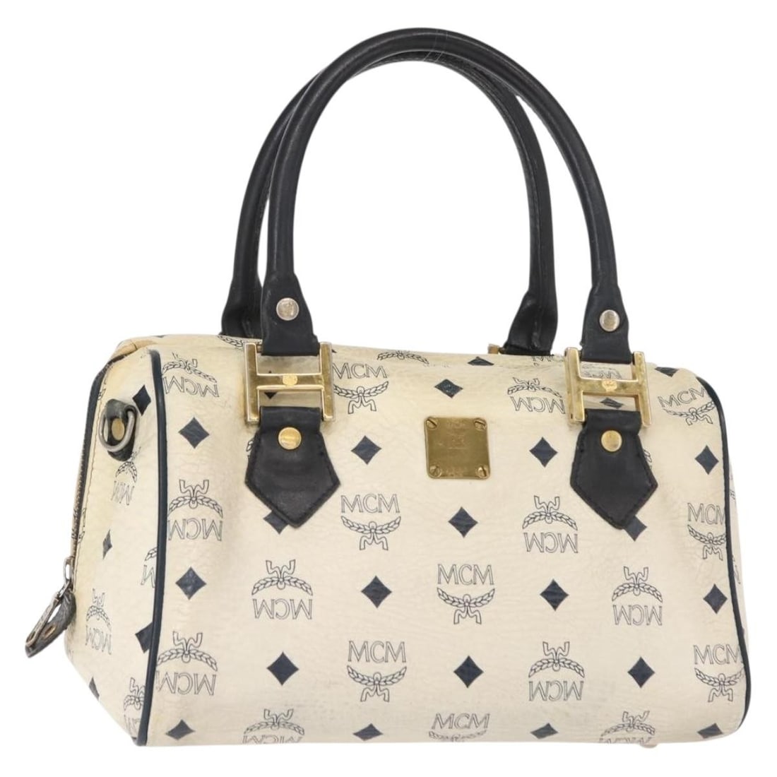 MCM Logogram Vicetos Mini Hand Bag PVC White Gold Authentic: MCM Logogram Vicetos Mini Hand Bag PVC White Gold Authentic Discover the MCM Logogram Vicetos Mini Hand Bag, a stylish accessory crafted from durable PVC leather in a chic white and gold color combina