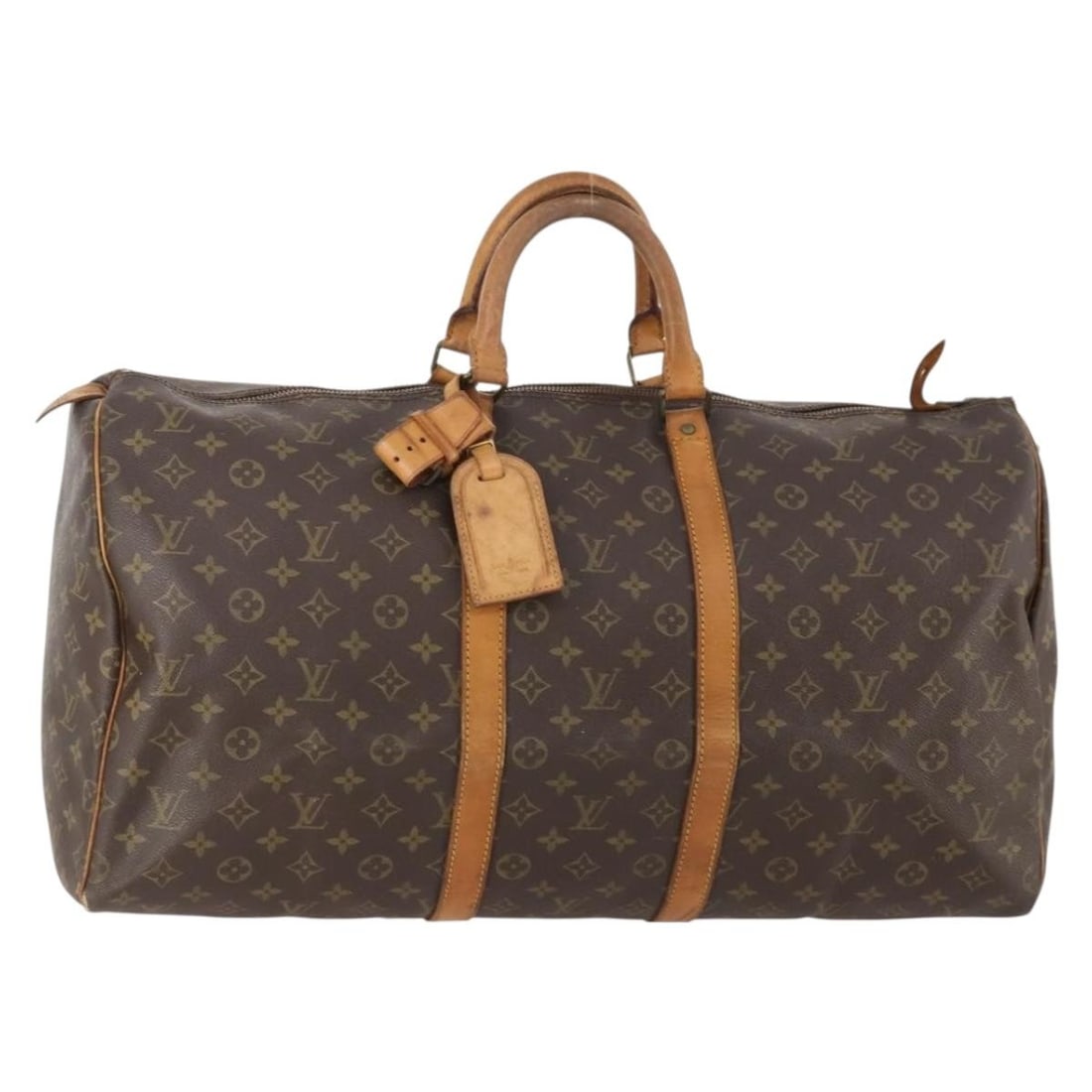 Louis Vuitton M41424 Keepall 55 Monogram Canvas Boston Bag: Louis Vuitton M41424 Keepall 55 Monogram Canvas Boston Bag Louis Vuitton Keepall 55 Boston Bag in Monogram Canvas, made in France. This women's bag measures approximately 55 cm W x 27 cm H x 25 cm D (