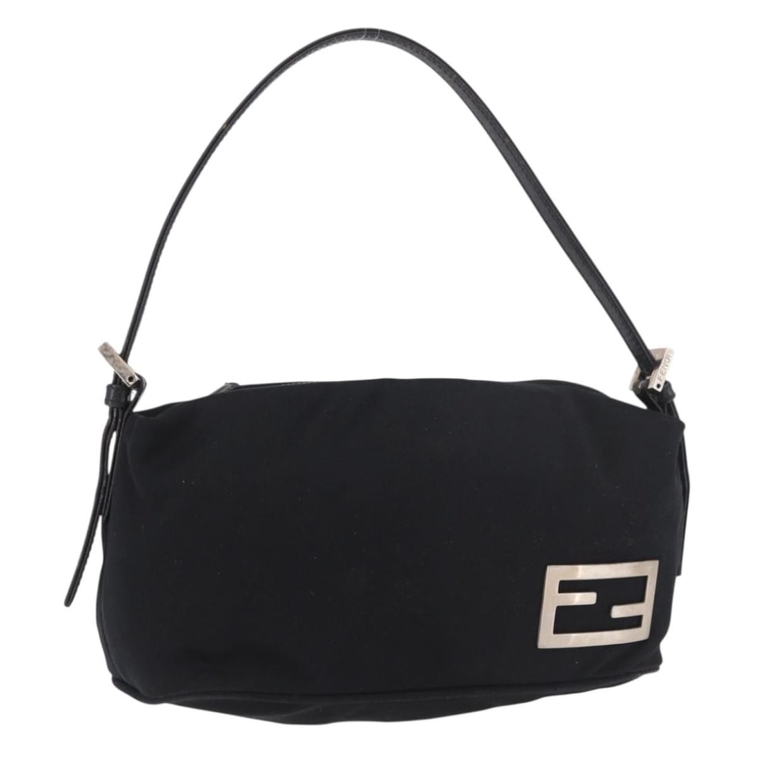 FENDI Cotton Jersey Shoulder Bag Black Silver Italy 186864: FENDI Cotton Jersey Shoulder Bag Black Silver Italy 186864 Fendi shoulder bag in black and silver cotton jersey, made in Italy. It features a shoulder strap with an approximate drop of 5.9-7.9 inches 
