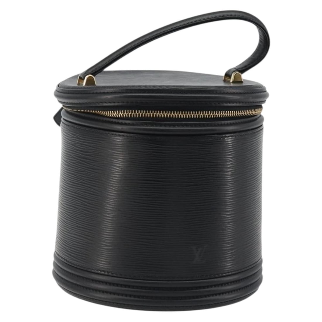 Louis Vuitton M48032 Cannes Black Epi Leather Handbag: Louis Vuitton M48032 Cannes Black Epi Leather Handbag Louis Vuitton Epi Cannes hand bag in black Epi leather, made in France. The item is heavily used with visible rubbing, scratches on the metal fitt