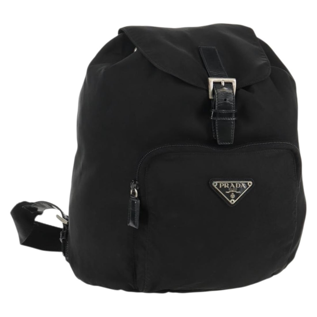 PRADA Nylon Backpack Black Silver Made in Italy: PRADA Nylon Backpack Black Silver Made in Italy This PRADA Backpack is a stylish and functional accessory, crafted from durable nylon in a sleek black and silver color scheme. Designed for convenience