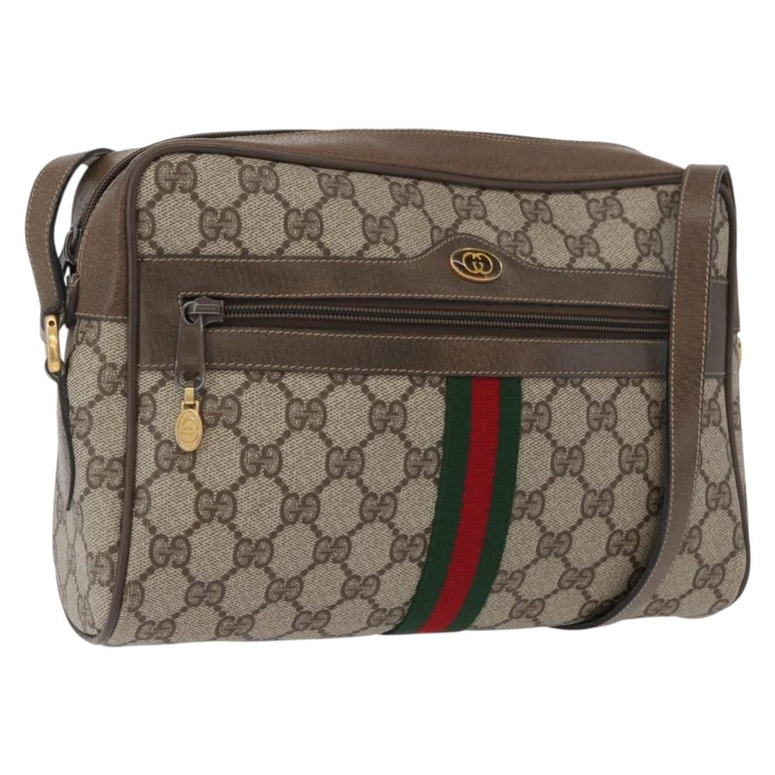 Gucci Sherry Line GG Supreme Shoulder Bag Beige Red PVC Leather: Gucci Sherry Line GG Supreme Shoulder Bag Beige Red PVC Leather A Gucci Sherry Line shoulder bag in beige and red, made from PVC leather and GG canvas. It features the GG Supreme Web design and was ma
