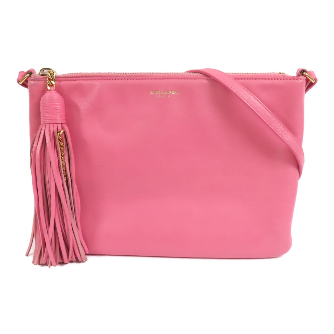 Yves Saint Laurent 412674.0616 Calfskin Crossbody Bag Pink: Yves Saint Laurent 412674.0616 Calfskin Crossbody Bag Pink This Saint Laurent YSL shoulder bag crossbody is crafted from calfskin (cowhide) leather in pink. It features a compact rectangular profile w