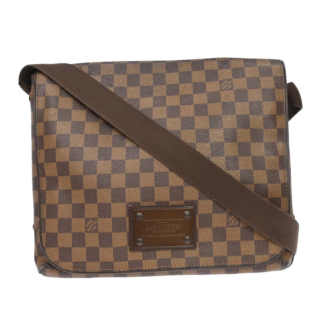 Louis Vuitton Brooklyn MM Damier Ebene Shoulder Bag Brown: Louis Vuitton Brooklyn MM Damier Ebene Shoulder Bag Brown Vintage Louis Vuitton Brooklyn MM shoulder bag in Damier Ebene with a magnetic closure, leather shoulder strap, and canvas lining. The bag fea