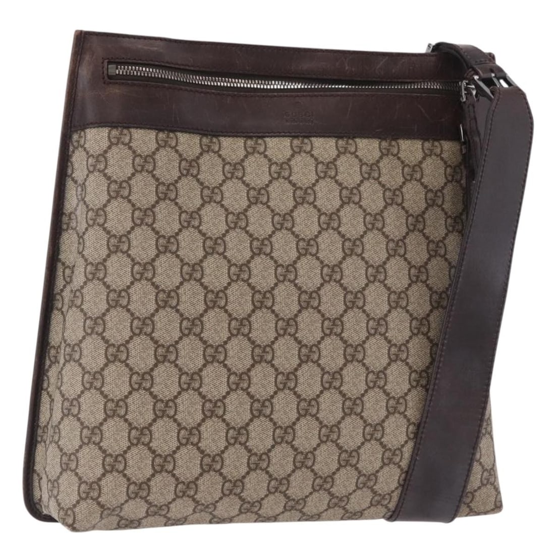 Gucci 92560 GG Supreme PVC Leather Shoulder Bag Beige Silver: Gucci 92560 GG Supreme PVC Leather Shoulder Bag Beige Silver Authentic Gucci GG Supreme shoulder bag in beige with silver-tone accents, crafted from PVC leather and GG canvas. This women's bag is made