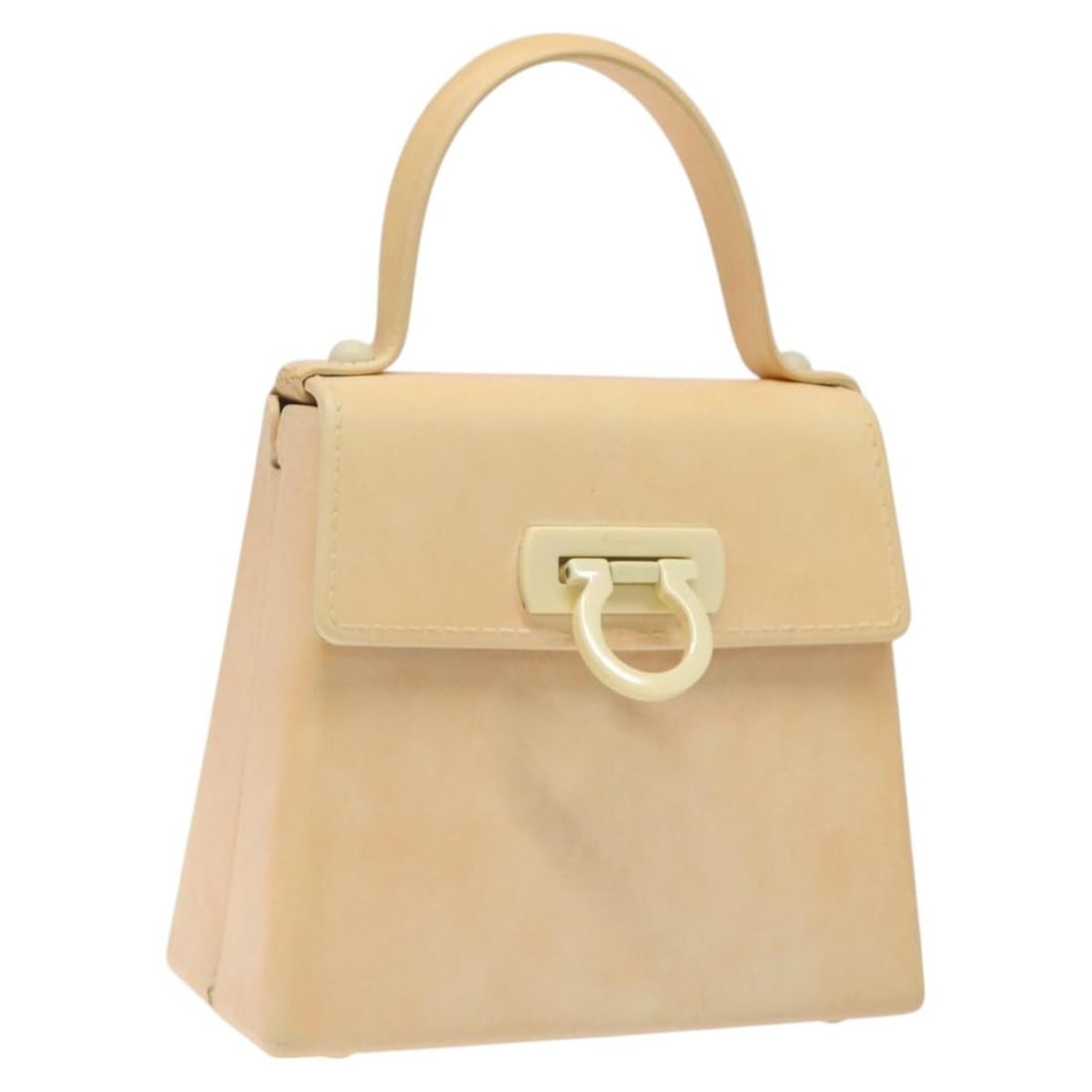 Gancini Beige Leather Handbag by Salvatore Ferragamo Italy: Gancini Beige Leather Handbag by Salvatore Ferragamo Italy This Salvatore Ferragamo Gancini handbag is crafted from beige leather and features a compact, structured silhouette. Designed for women, it 