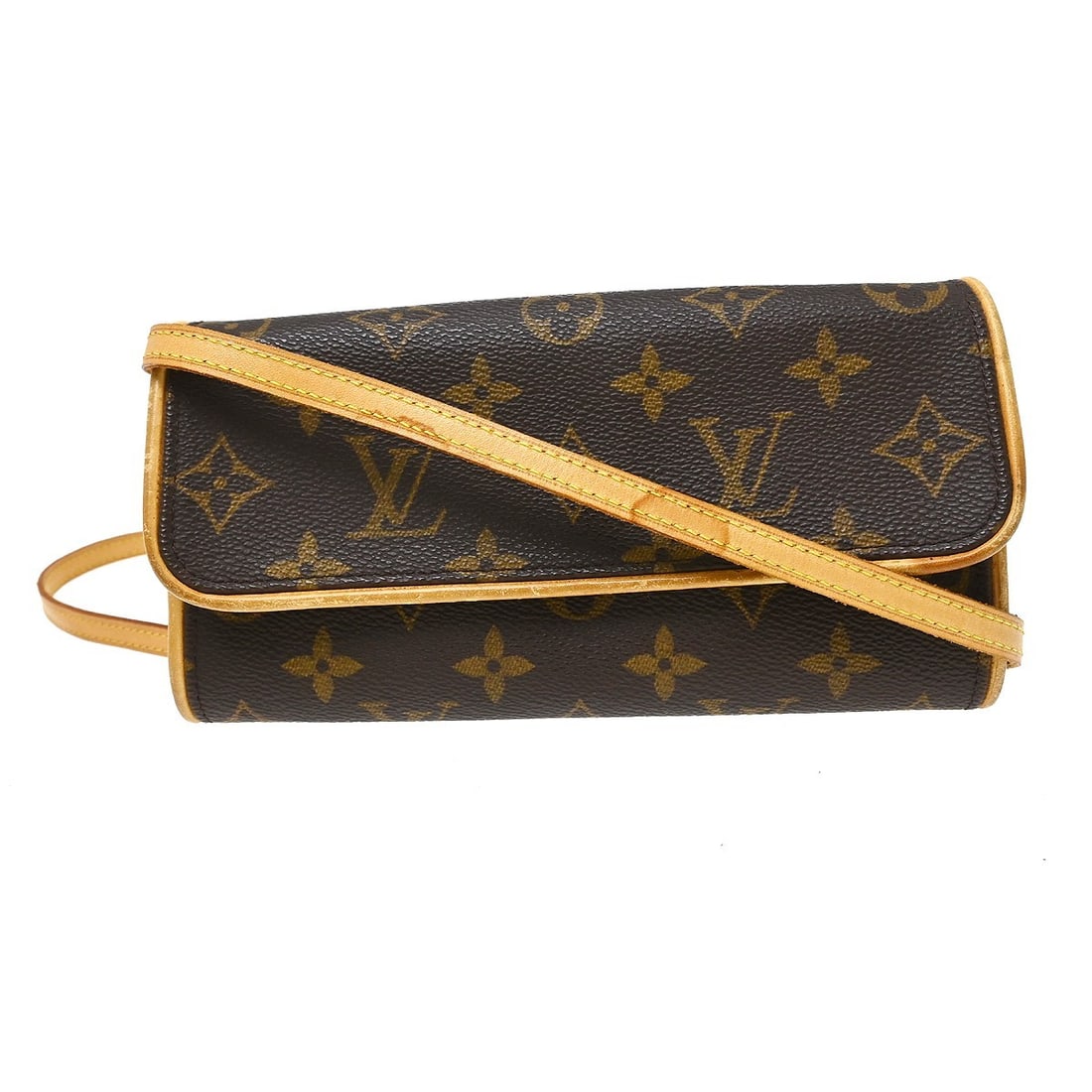 Louis Vuitton Pochette Twin PM Monogram Shoulder Bag M51854: Louis Vuitton Pochette Twin PM Monogram Shoulder Bag M51854 Louis Vuitton Pochette Twin PM shoulder bag in Monogram canvas and leather, with a flap magnet closure and detachable shoulder strap. It fea