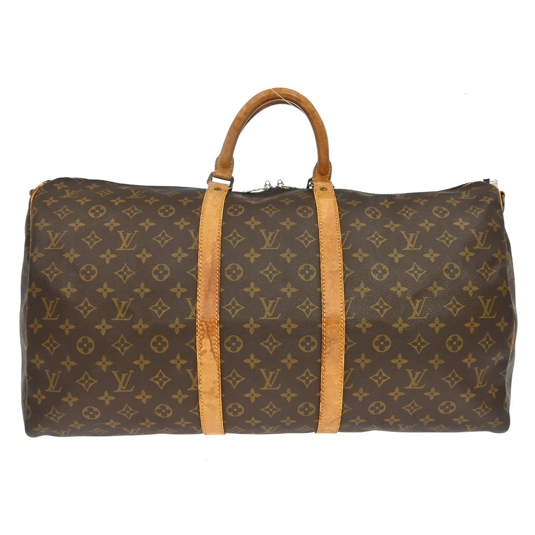 Louis Vuitton Keepall Bandouliere 55 Monogram Canvas Travel Duffle M41414: Louis Vuitton Keepall Bandouliere 55 Monogram Canvas Travel Duffle M41414 Vintage Louis Vuitton Keepall Bandouliere 55 travel bag in brown Monogram canvas with leather trim and double handles. This ex