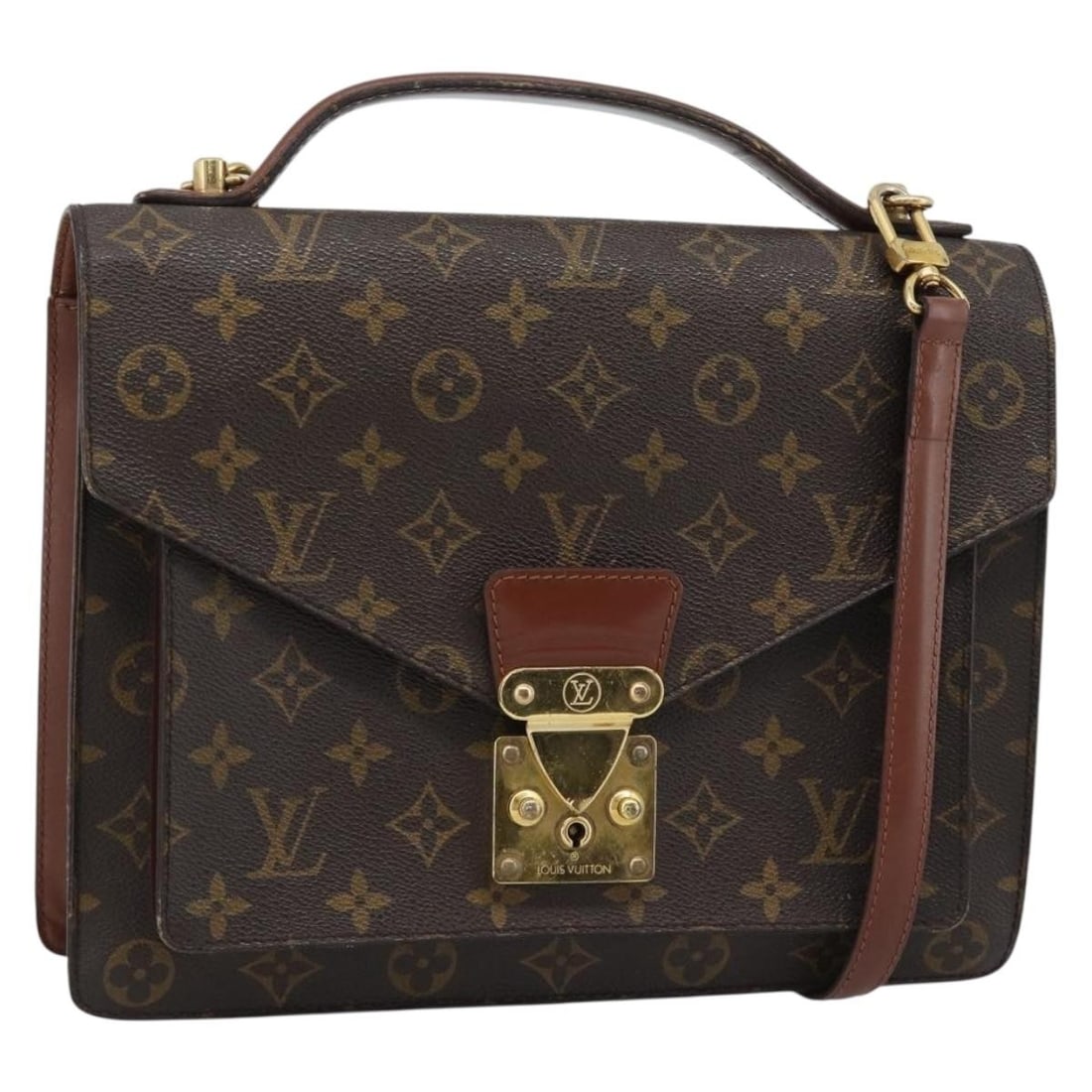 Louis Vuitton M51185 Monceau 28 Monogram Canvas Handbag with Strap: Louis Vuitton M51185 Monceau 28 Monogram Canvas Handbag with Strap Louis Vuitton Monceau 28 hand bag in Monogram Canvas, made in France. It comes with a shoulder strap and features the Monogram colorw