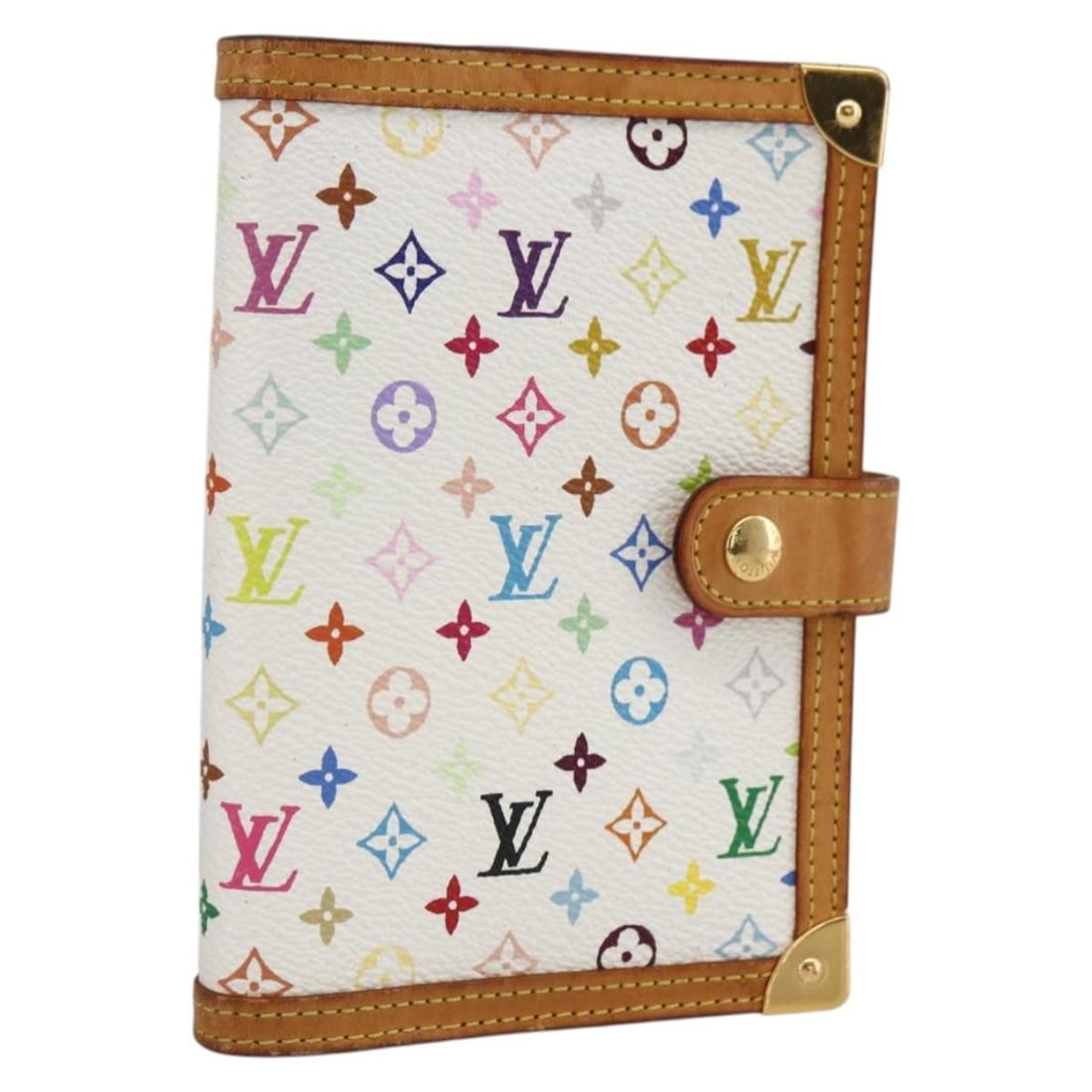 Louis Vuitton R21074 Multicolor Canvas Agenda PM Planner Cover White: Louis Vuitton R21074 Multicolor Canvas Agenda PM Planner Cover White Louis Vuitton Agenda PM day planner cover in white Monogram Multicolor Canvas. Made in Spain, this piece is identified by product n