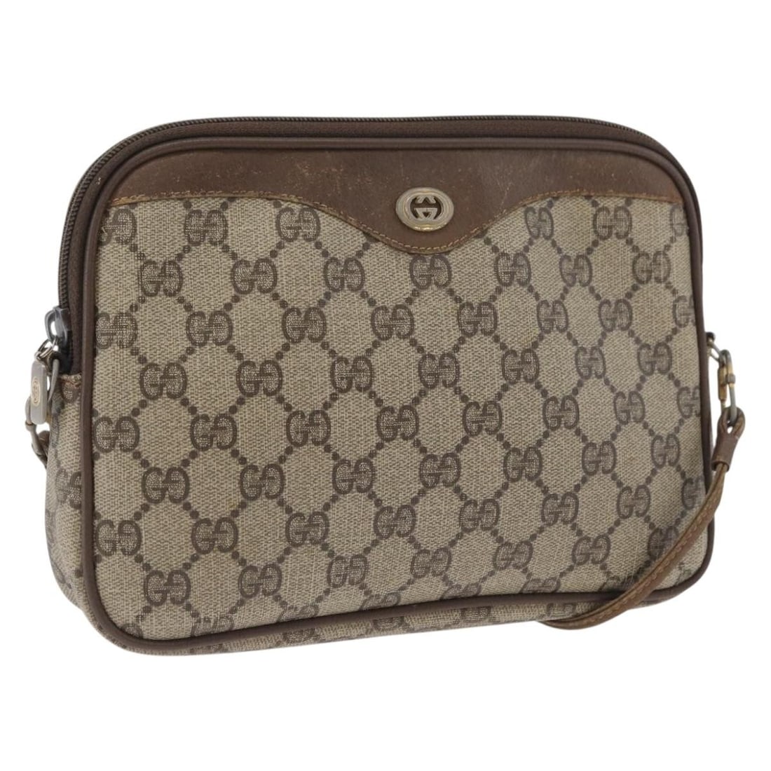 Gucci GG Supreme Beige Gold PVC Leather Shoulder Bag 97 02 068 Italy: Gucci GG Supreme Beige Gold PVC Leather Shoulder Bag 97 02 068 Italy This is a Gucci GG Supreme shoulder bag crafted from beige and gold PVC leather with GG canvas accents. The bag features a shoulder