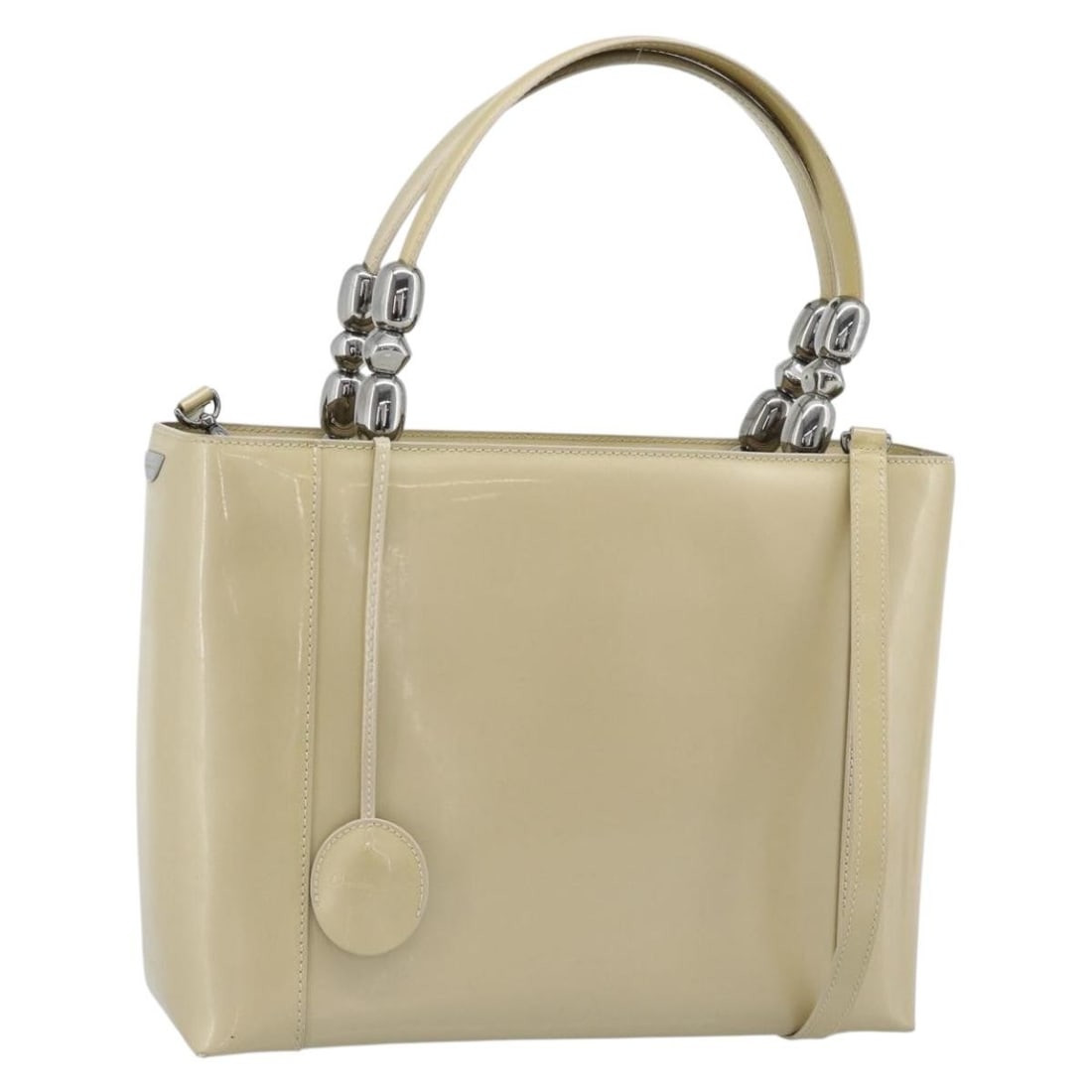 Christian Dior Maris 2way Tote Bag Pearl Patent Champagne Gold: Christian Dior Maris 2way Tote Bag Pearl Patent Champagne Gold Christian Dior Maris Pearl Tote Bag in Champagne Gold, made in Italy. This 2-way tote bag is crafted in enamel and comes with a key, cloc