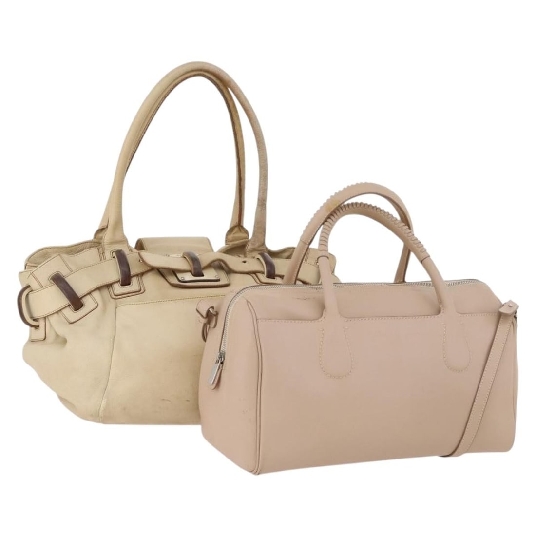 2 Piece Leather Shoulder Bag Set Salvatore Ferragamo Pink Beige: 2 Piece Leather Shoulder Bag Set Salvatore Ferragamo Pink Beige A Salvatore Ferragamo shoulder bag set in pink and beige leather, made in Italy. This special set is offered as shown in the photo and d