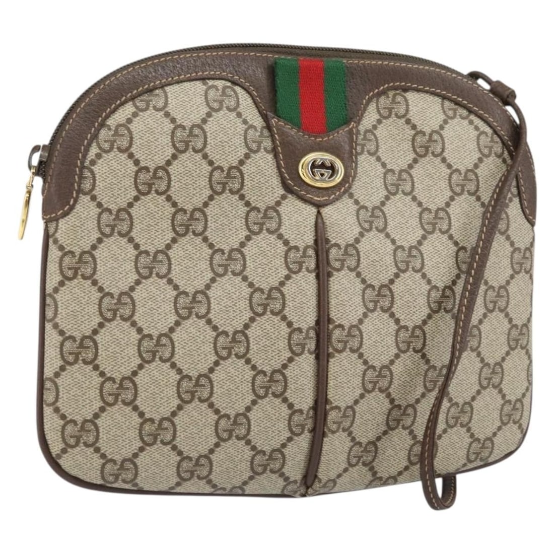 Gucci Sherry Line GG Supreme Shoulder Bag Beige Gold 904 02 047: Gucci Sherry Line GG Supreme Shoulder Bag Beige Gold 904 02 047 A Gucci GG Supreme Web Sherry Line shoulder bag in beige and gold, made in Italy from GG canvas. The bag measures approximately 22 cm wi