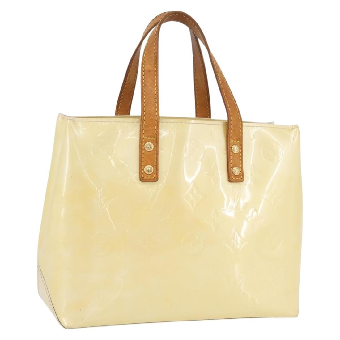 Louis Vuitton Reade PM Perle Vernis Patent Leather Small Handbag M91336: Louis Vuitton Reade PM Perle Vernis Patent Leather Small Handbag M91336 This Louis Vuitton Monogram Vernis Reade PM handbag in Perle features a glossy patent leather exterior with the iconic LV monogr
