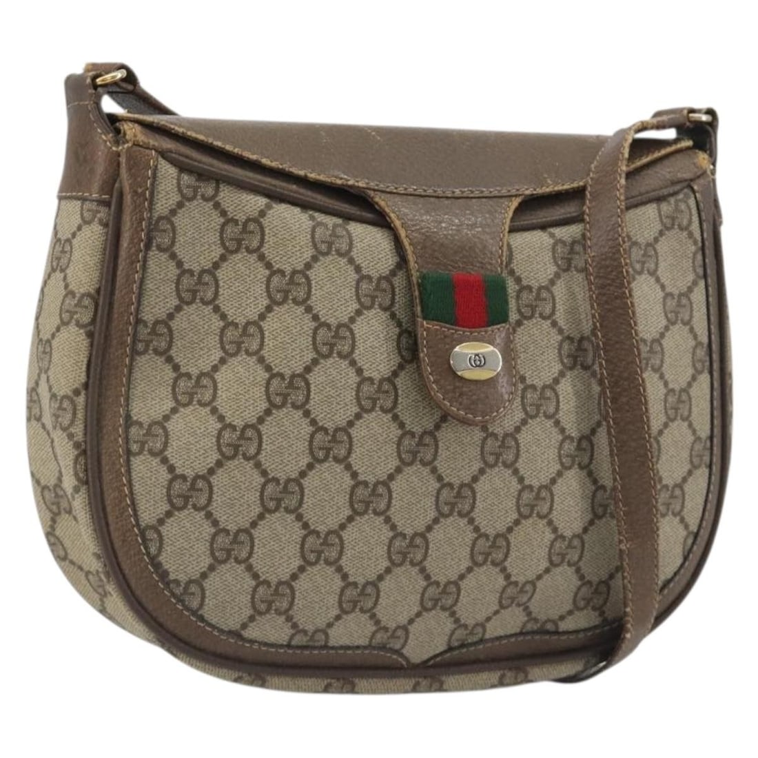 Gucci 10 02 056 GG Supreme PVC Leather Shoulder Bag Beige Gold Tone: Gucci 10 02 056 GG Supreme PVC Leather Shoulder Bag Beige Gold Tone Gucci GG Supreme shoulder bag in beige with gold-tone accents, made from PVC leather and crafted in Italy. This pre-owned bag has a 