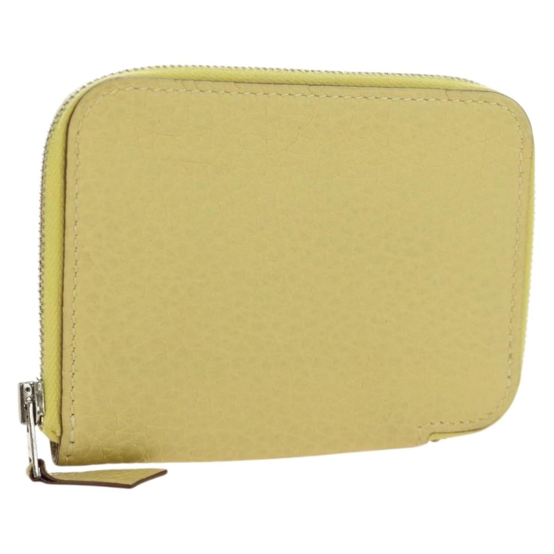 Hermes Taurillon Clemence Leather Coin Purse Yellow France: Hermes Taurillon Clemence Leather Coin Purse Yellow France Hermes coin purse in yellow Taurillon Clemence leather. It comes with a dust bag and item box, and was made in France. The purse is heavily u