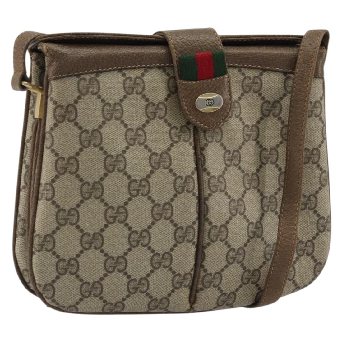 Gucci Sherry Line GG Supreme PVC Shoulder Bag Beige Gold: Gucci Sherry Line GG Supreme PVC Shoulder Bag Beige Gold Gucci GG Supreme Web Sherry Line shoulder bag in beige and gold, made from PVC leather and GG canvas. It measures approximately W21 cm x H16 cm