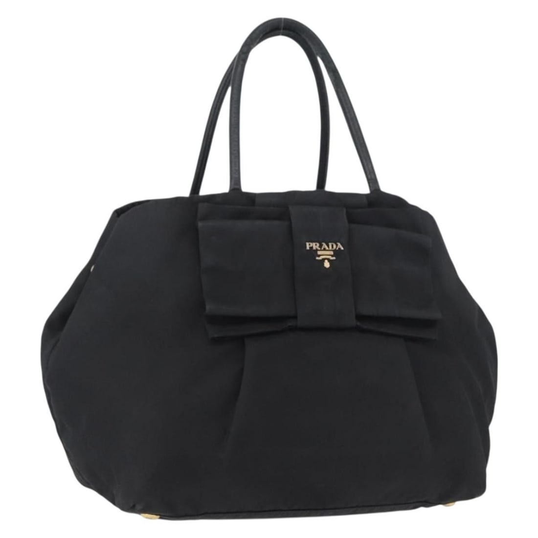 Prada black nylon women s handbag with guarantee card: Prada black nylon women s handbag with guarantee card This PRADA handbag is crafted from black nylon with gold-tone accents, offering a sophisticated and practical design. Made in Italy, it features a