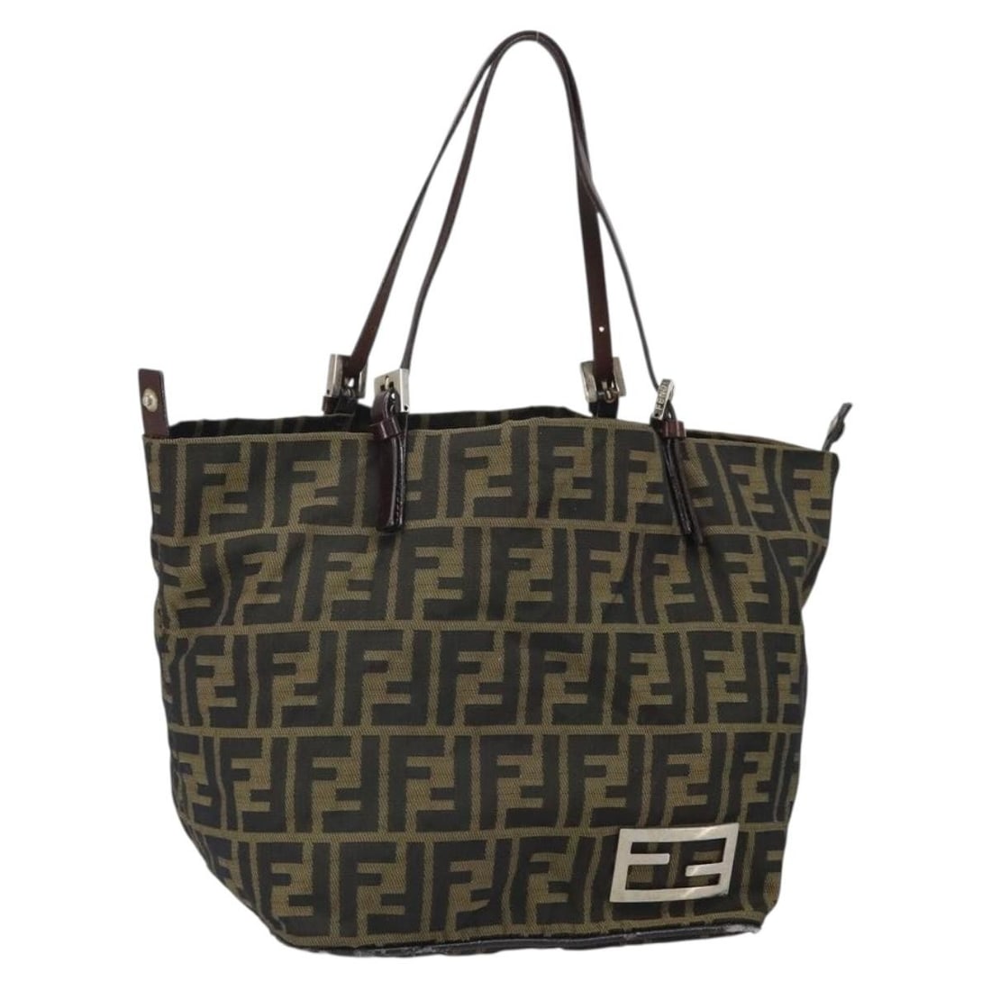 FENDI Zucca Canvas Tote in Black Brown Made in Italy (1 of 18)