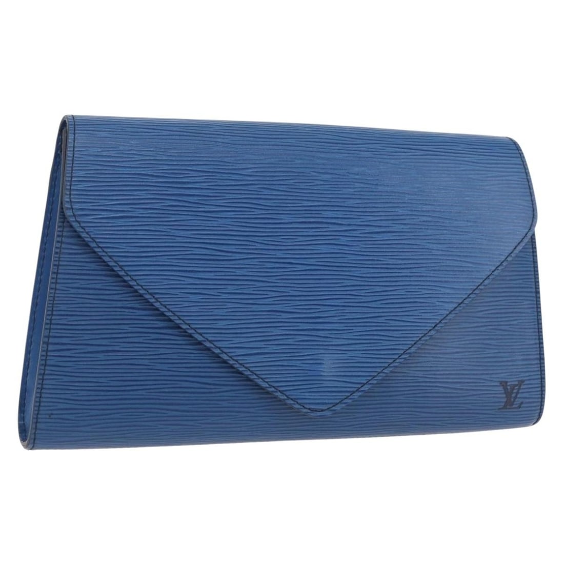 Blue Epi Leather Art Deco Clutch by Louis Vuitton M52635: Blue Epi Leather Art Deco Clutch by Louis Vuitton M52635 This Louis Vuitton Epi Art Deco clutch bag features a blue Epi leather exterior and is designed for women. The bag measures approximately 9.1 i
