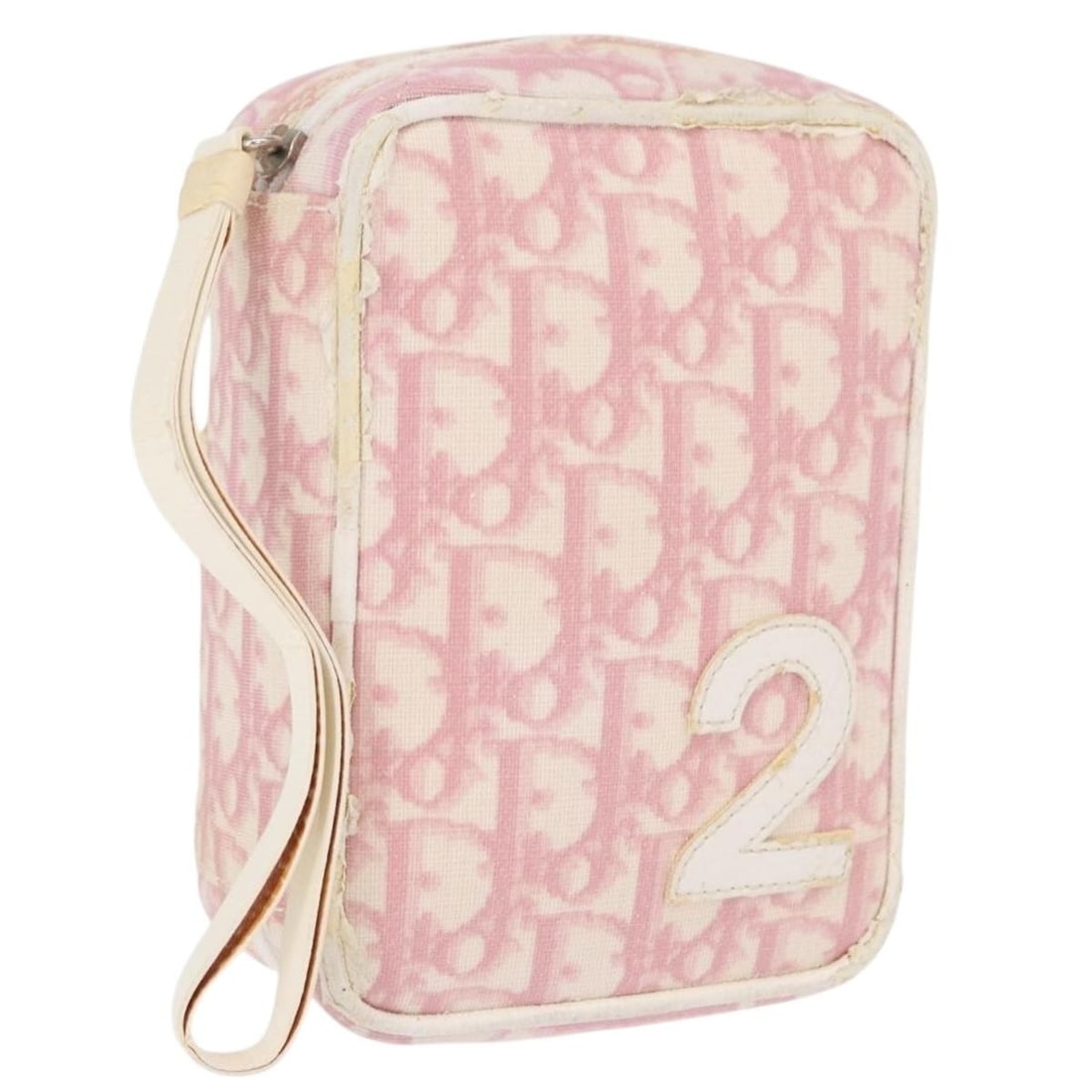 Christian Dior Trotter Canvas Pink Silver Pouch: Christian Dior Trotter Canvas Pink Silver Pouch This Christian Dior pouch features the iconic Trotter canvas in pink and silver tones. Designed for women, it is crafted from durable canvas and made in