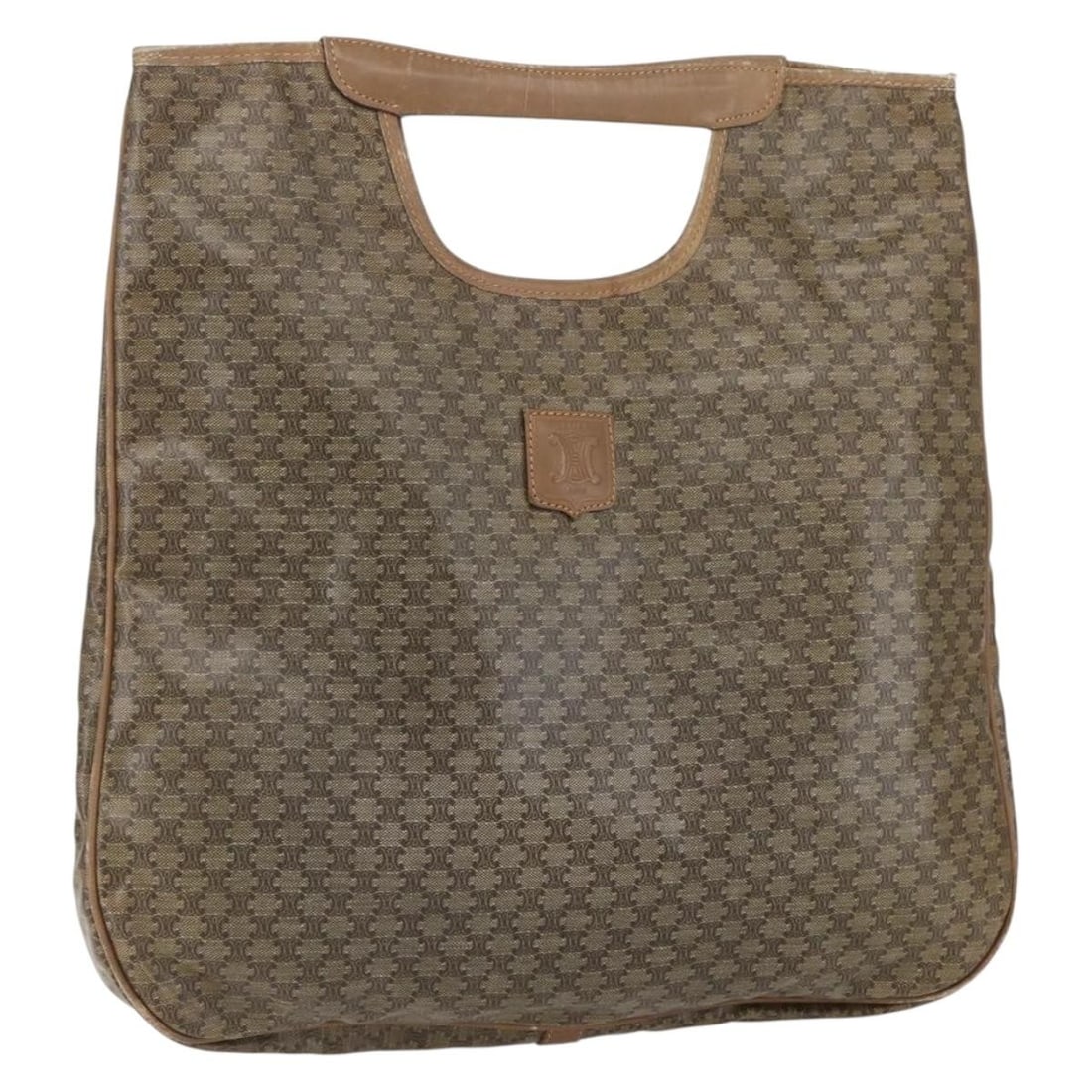 CELINE Macadam Canvas Brown Hand Bag PVC Leather Auth 148903: CELINE Macadam Canvas Brown Hand Bag PVC Leather Auth 148903 This authentic CELINE hand bag features a stylish combination of PVC leather and Macadam canvas in a rich brown color. With a height and le