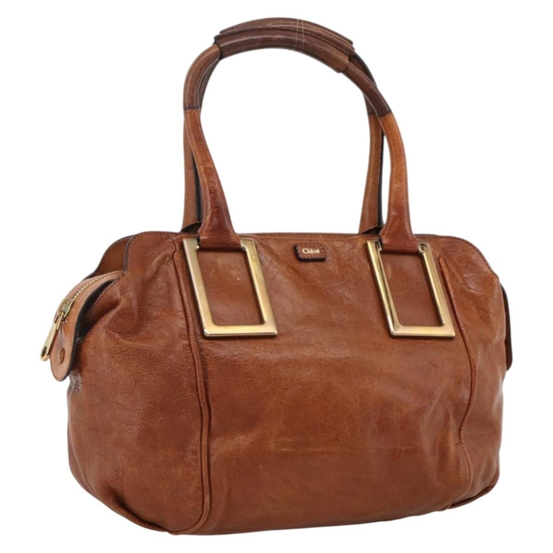 Chloe Etel Brown Gold Leather Handbag: Chloe Etel Brown Gold Leather Handbag This Chloe Etel handbag features a brown and gold leather exterior and is designed for women. The bag measures approximately 25 cm in height and length, with a de
