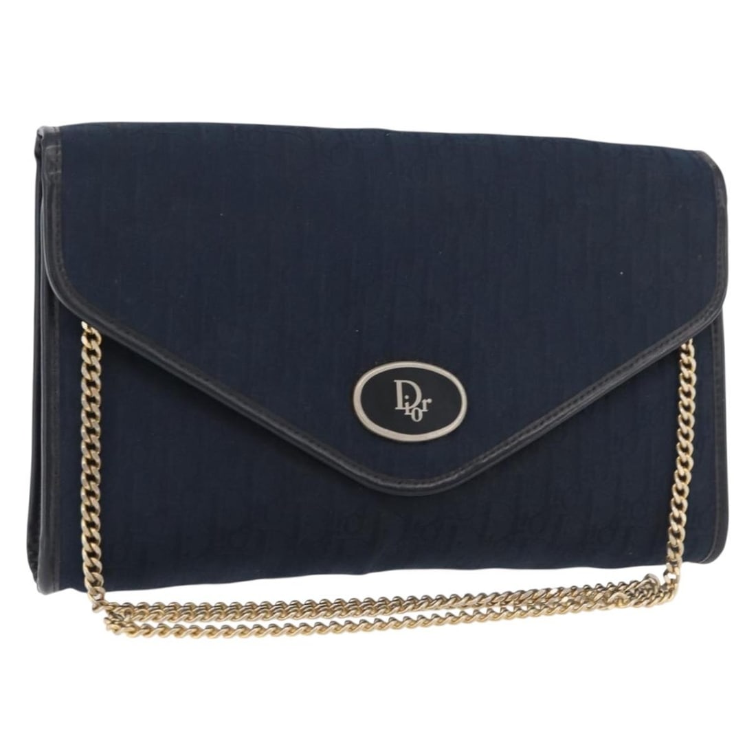 Christian Dior Navy Gold Trotter Canvas Shoulder Bag Chain Strap: Christian Dior Navy Gold Trotter Canvas Shoulder Bag Chain Strap This Christian Dior Trotter Canvas chain shoulder bag features a navy and gold color scheme and is crafted from Trotter canvas material