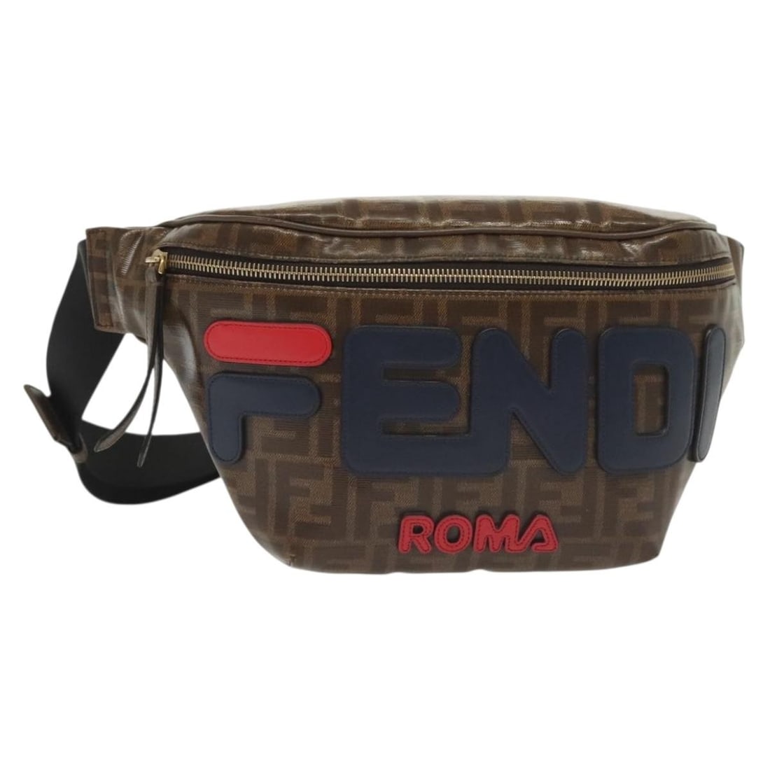 Fendi FILA Zucca Coated Canvas Waist Bag Brown Black: Fendi FILA Zucca Coated Canvas Waist Bag Brown Black This FENDI waist bag is crafted from coated canvas and Zucca canvas in brown and black. Made in Italy, it features a FILA collaboration design and 