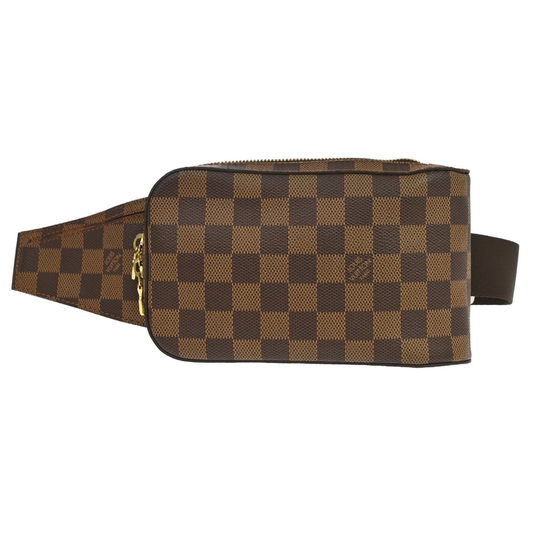 Louis Vuitton Geronimos Damier Ebene Belt Bag N51994: Louis Vuitton Geronimos Damier Ebene Belt Bag N51994 Louis Vuitton Geronimos Bum Bag in Damier Brown, styled as a belt bag and fanny pack with an adjustable strap and zip closure. It features a Damier