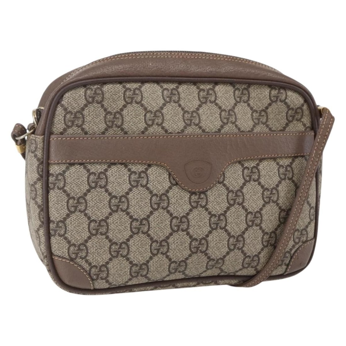 GUCCI GG Supreme Beige Gold PVC Shoulder Bag 007 115 6423 Auth: GUCCI GG Supreme Beige Gold PVC Shoulder Bag 007 115 6423 Auth This authentic GUCCI GG Supreme Shoulder Bag is a stylish accessory crafted in Italy from durable PVC leather and GG canvas, featuring a 