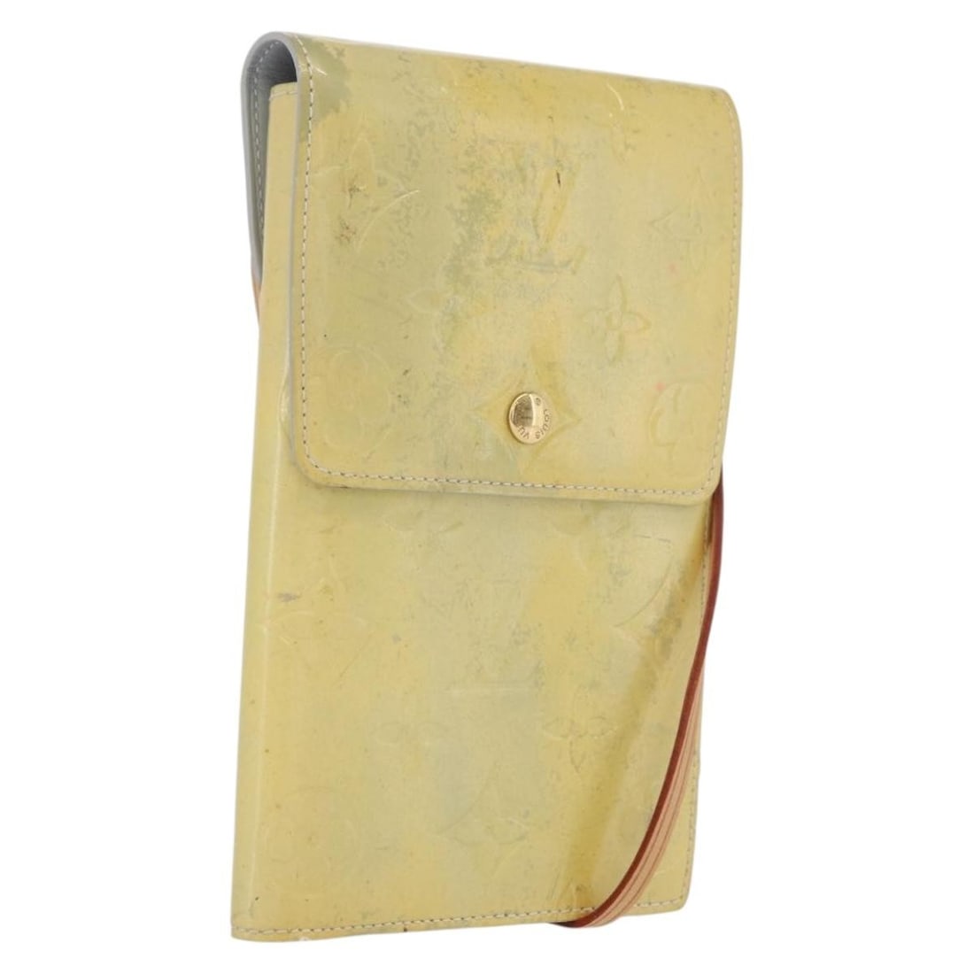 Louis Vuitton Gris Vernis Walker Patent Leather Wallet with Shoulder Strap: Louis Vuitton Gris Vernis Walker Patent Leather Wallet with Shoulder Strap This Louis Vuitton Monogram Vernis Walker Wallet in Gris is crafted from patent leather and features a matching shoulder stra