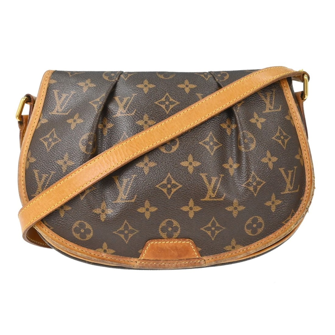 Louis Vuitton Menilmontant PM Monogram Crossbody Shoulder Bag M40474: Louis Vuitton Menilmontant PM Monogram Crossbody Shoulder Bag M40474 Louis Vuitton Menilmontant PM shoulder bag in brown monogram canvas with leather trim and a flap magnetic closure. This medium wome
