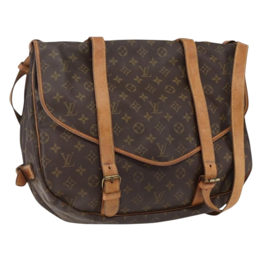 Louis Vuitton M42252 Saumur 43 Monogram Canvas Shoulder Bag: Louis Vuitton M42252 Saumur 43 Monogram Canvas Shoulder Bag Louis Vuitton Monogram Saumur 43 shoulder bag in Monogram Canvas, made in France. This women's bag measures approximately 42 cm W x 33 cm H 