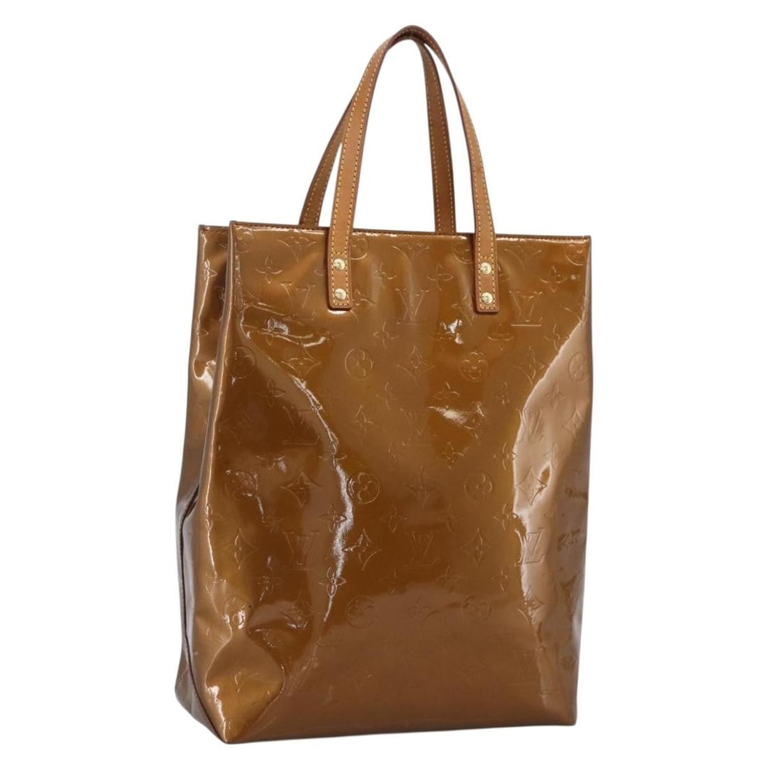 Louis Vuitton Reade MM Bronze Vernis Patent Leather Handbag M91143: Louis Vuitton Reade MM Bronze Vernis Patent Leather Handbag M91143 Louis Vuitton Reade MM handbag in bronze Monogram Vernis patent leather. This women's handbag was made in France and includes only th