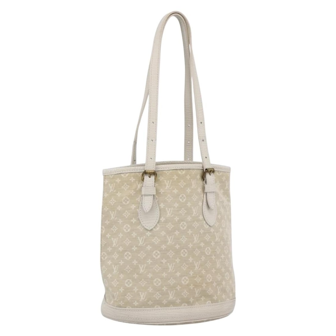 Louis Vuitton Bucket PM Shoulder Bag Monogram Mini Lin Dunne M95316: Louis Vuitton Bucket PM Shoulder Bag Monogram Mini Lin Dunne M95316 Louis Vuitton Monogram Mini Lin Bucket PM shoulder bag in Dunne, made from Monogram Mini Lin Canvas. This pre-owned shoulder bag was