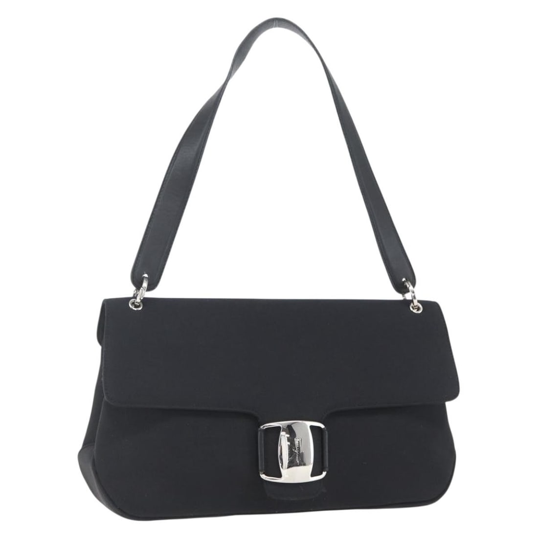 Salvatore Ferragamo Vala Black Nylon Shoulder Bag Silver Tone: Salvatore Ferragamo Vala Black Nylon Shoulder Bag Silver Tone Salvatore Ferragamo Vala shoulder bag in black nylon with silver-tone accents. Made in Italy, this women's shoulder bag is offered without