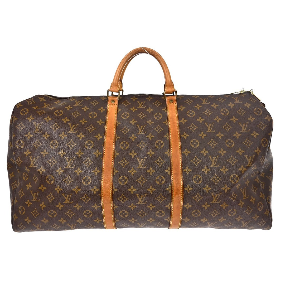 Louis Vuitton Keepall 60 Monogram Canvas Duffle Bag M41422: Louis Vuitton Keepall 60 Monogram Canvas Duffle Bag M41422 Louis Vuitton Keepall 60 travel handbag in Monogram canvas and leather, designed in a duffle style with a zip closure and double leather hand