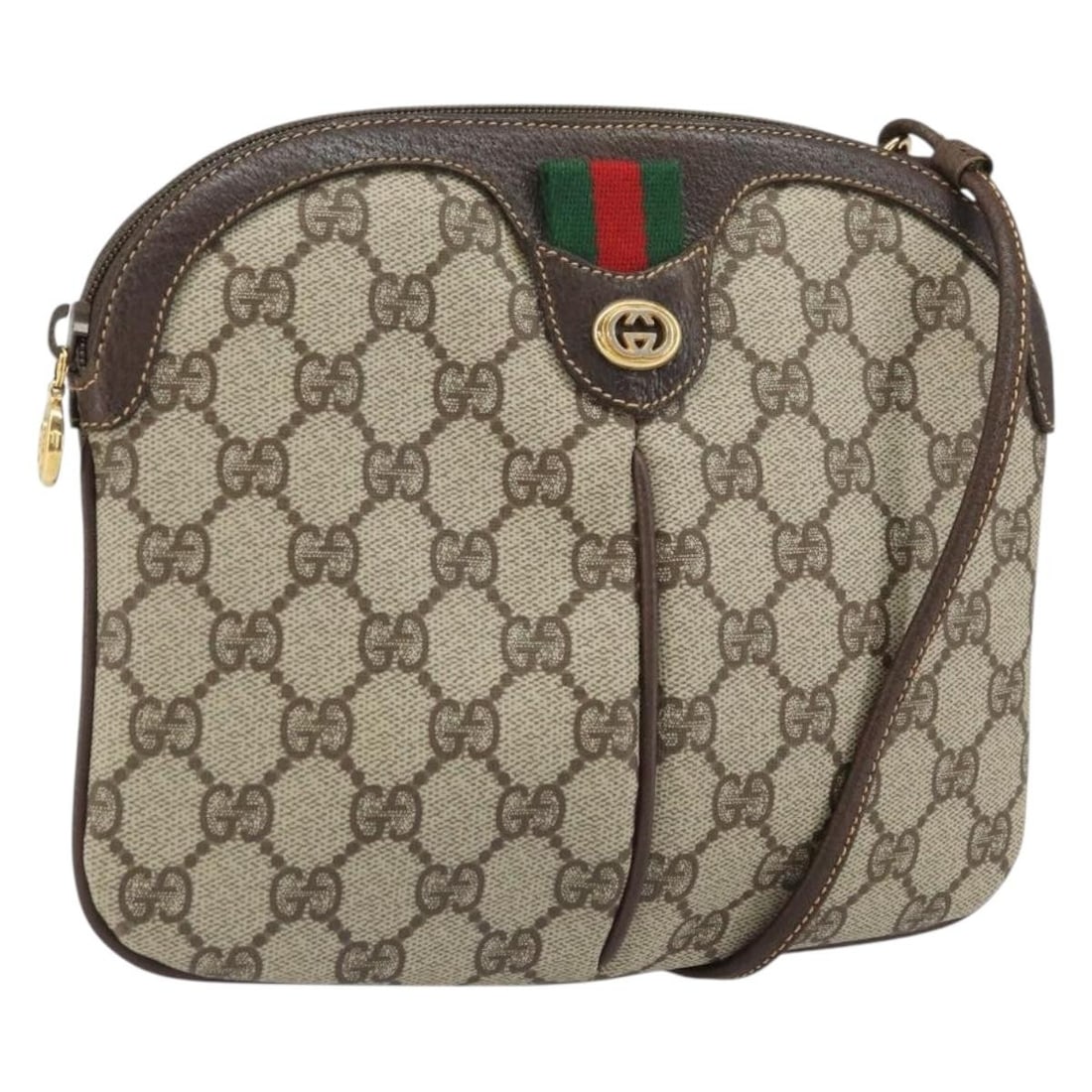 GUCCI GG Supreme Beige Gold PVC Shoulder Bag Web Sherry Line 904 02 047: GUCCI GG Supreme Beige Gold PVC Shoulder Bag Web Sherry Line 904 02 047 This is a Gucci GG Supreme Web Sherry Line shoulder bag crafted from beige and gold PVC leather with GG canvas accents. The bag 