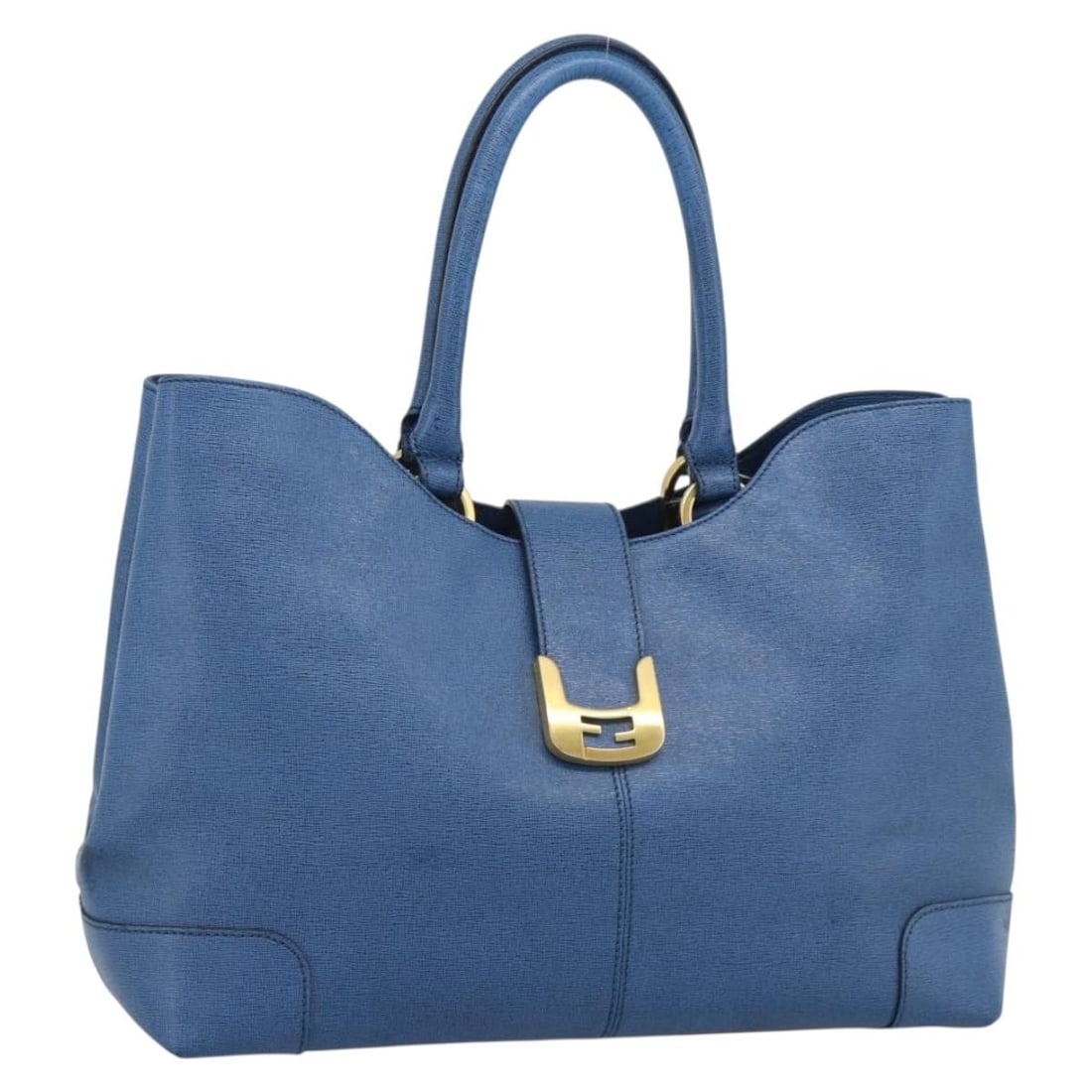 Fendi 8BR662 Blue Leather Tote Bag Gold Tone Hardware: Fendi 8BR662 Blue Leather Tote Bag Gold Tone Hardware Fendi leather tote bag in blue with gold-tone hardware, made in Italy. The bag features a tote style and measures approximately 35 cm W x 22 cm H 