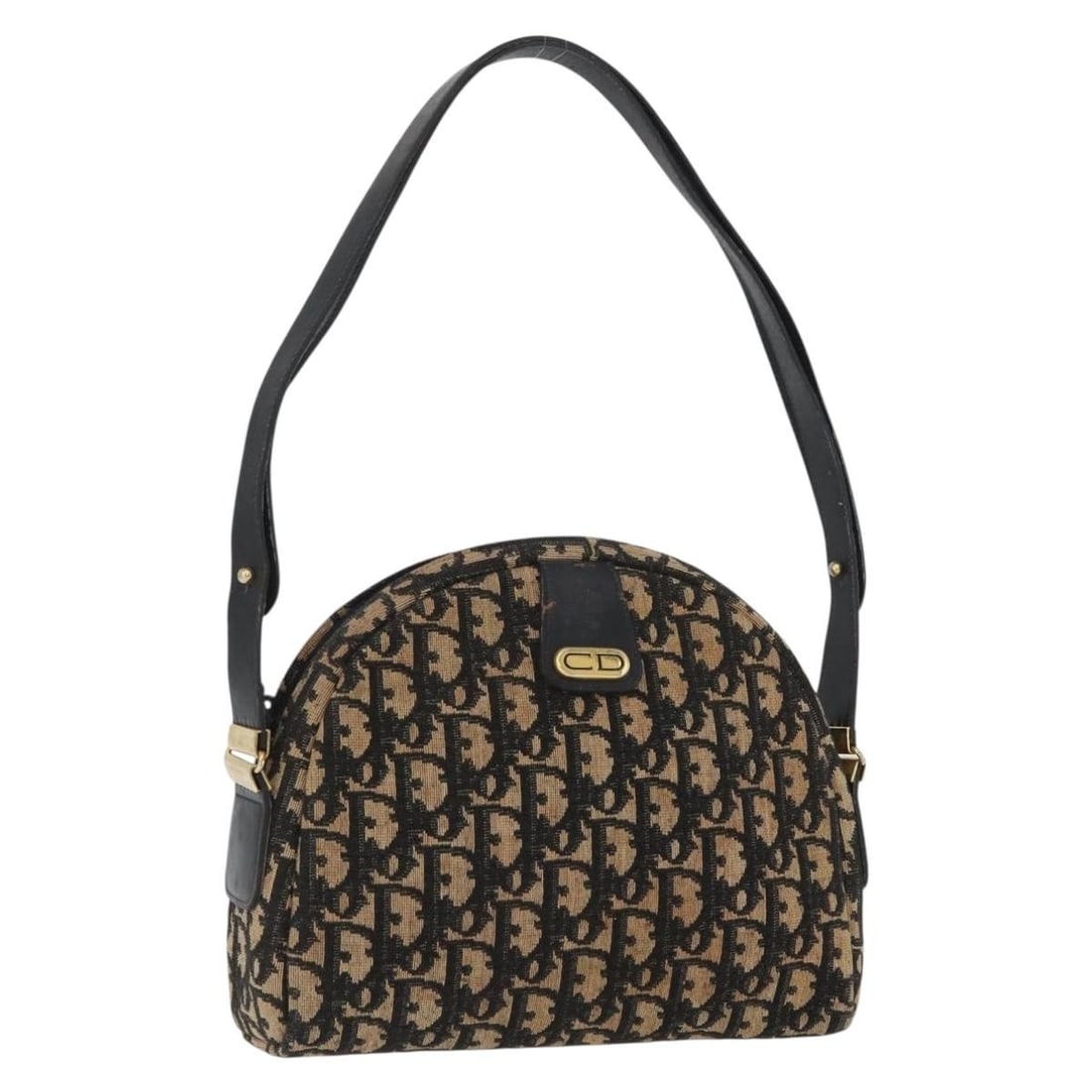 Christian Dior Trotter Shoulder Bag in Navy Gold Canvas: Christian Dior Trotter Shoulder Bag in Navy Gold Canvas Christian Dior shoulder bag in Trotter canvas with a navy and gold exterior. Made in France, this women's bag measures approximately 21 cm wide,