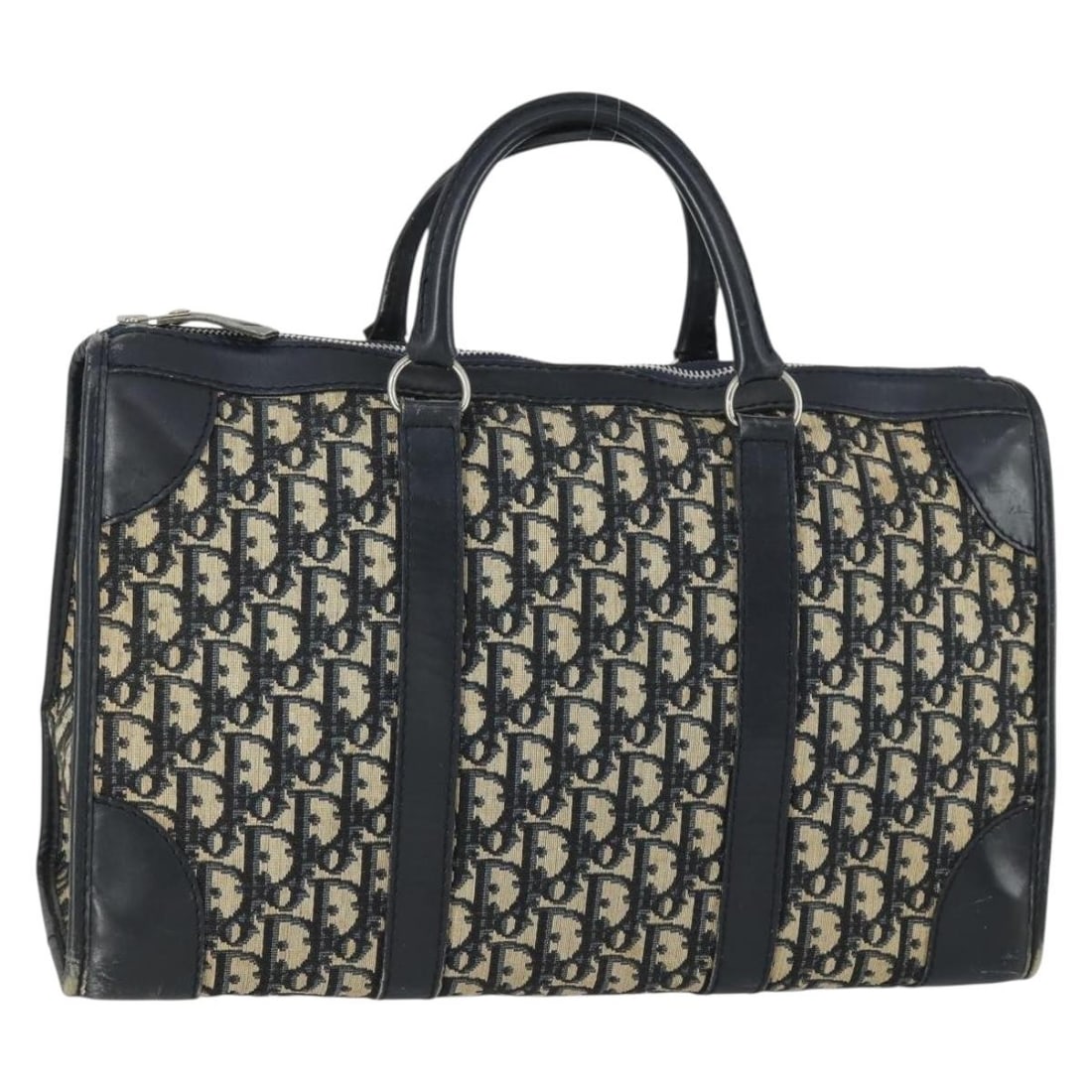 Christian Dior Navy Silver Trotter Canvas Handbag: Christian Dior Navy Silver Trotter Canvas Handbag Christian Dior hand bag in navy and silver Trotter canvas. Made in France, this women's bag is offered without the original box or dust bag; only the 