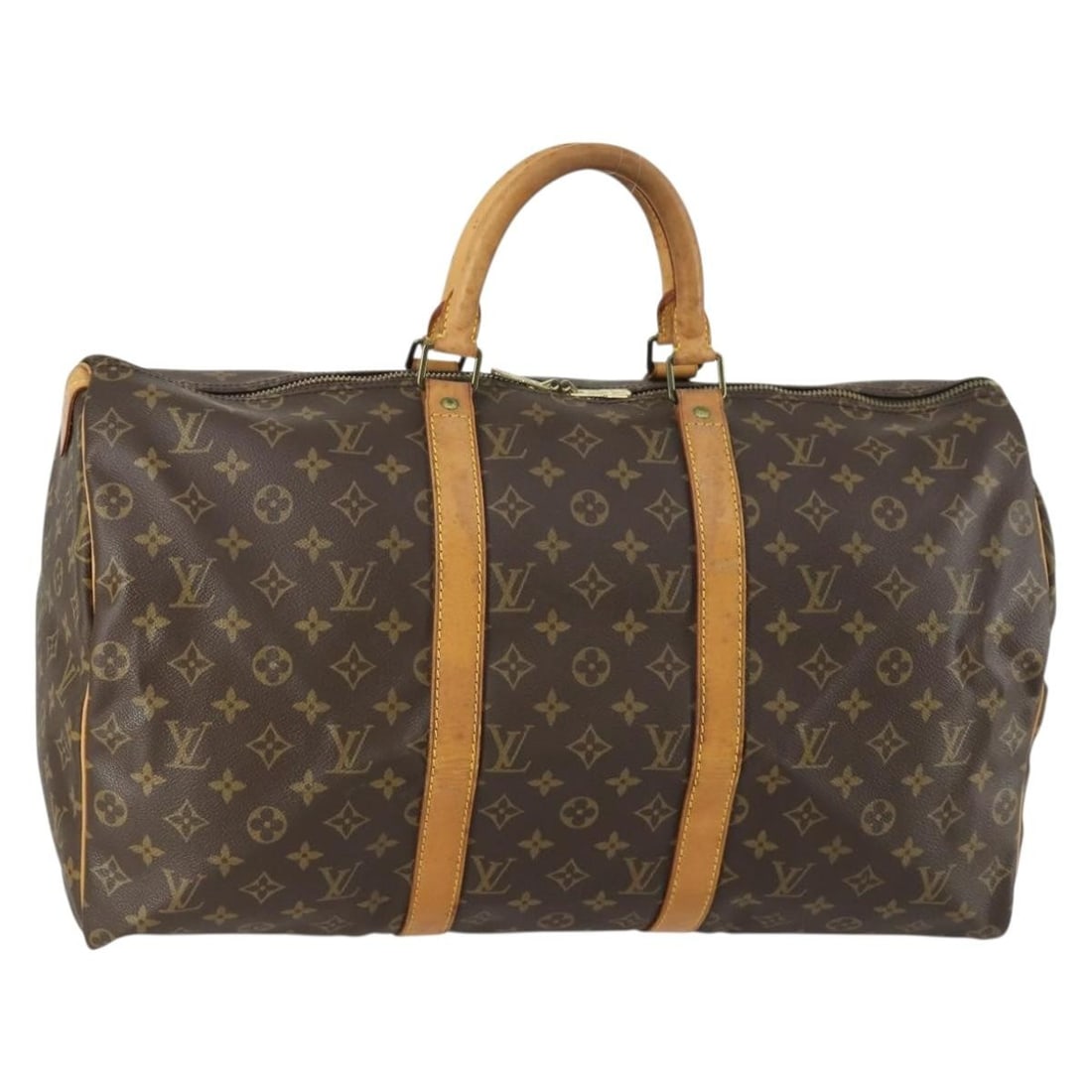 Louis Vuitton M41426 Keepall 50 Monogram Canvas Boston Bag: Louis Vuitton M41426 Keepall 50 Monogram Canvas Boston Bag Louis Vuitton Keepall 50 Boston Bag in Monogram Canvas, made in France. This women's bag measures approximately 50 cm wide, 25 cm high, and 2