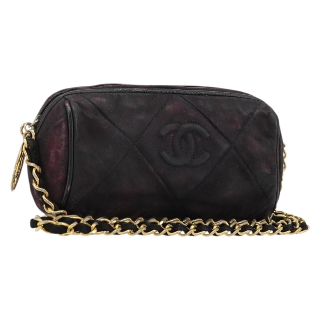 CHANEL Purple Suede CC Shoulder Bag with Chain Strap (1 of 18)